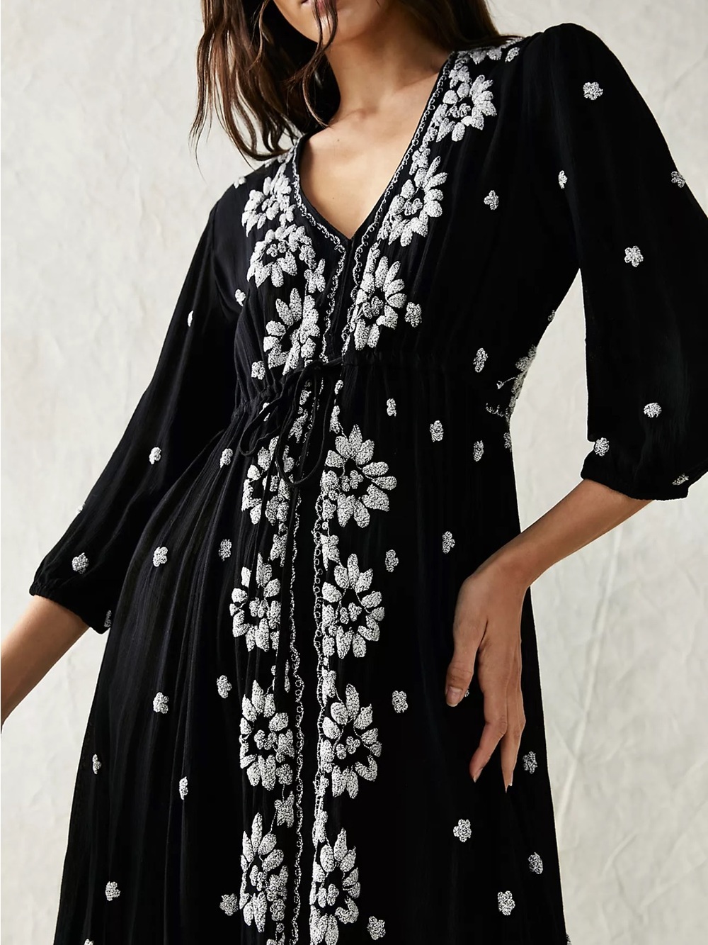 Free People embroidered Fable free people midi dress